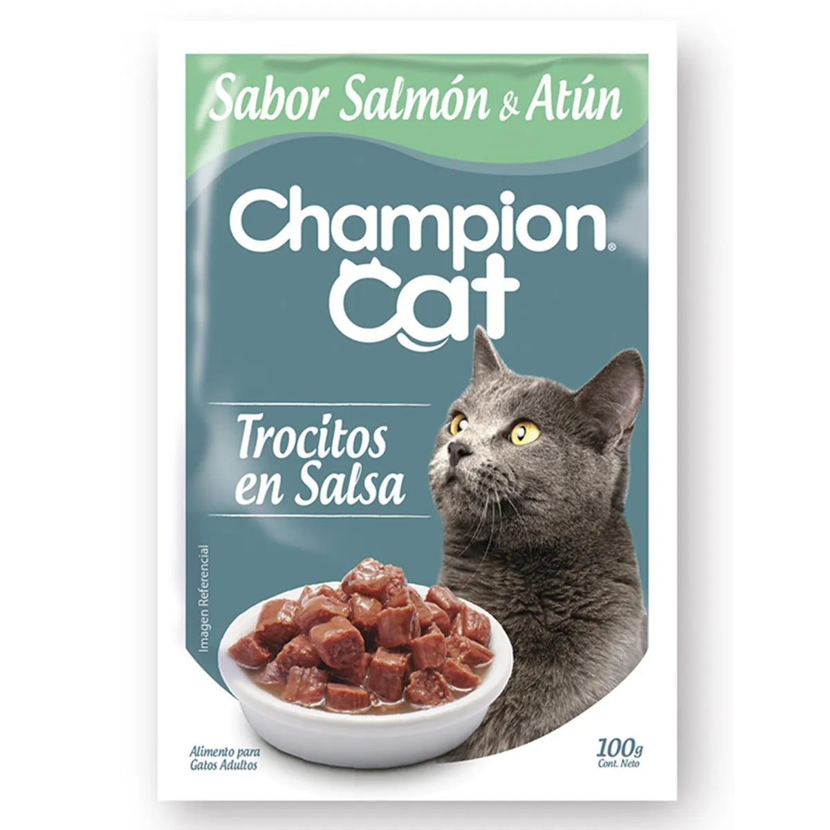 Mascotas - Champion Cat Trocitos En Salsa Salmon Atun 100G
