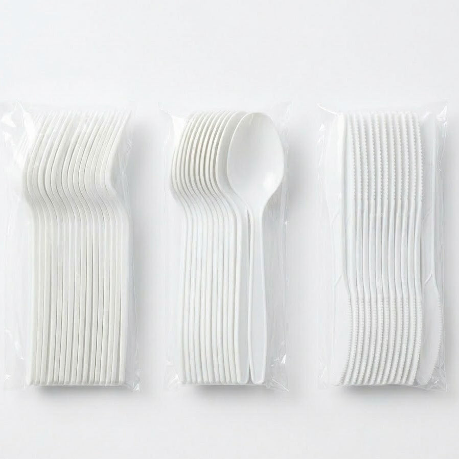 Cubiertos Desechables — Pack de 10 unidades (Tenedor · Cuchara · Cuchillo)