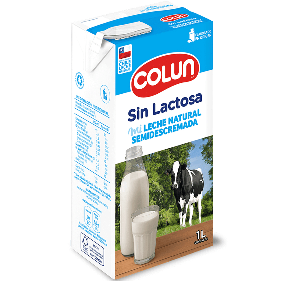 Colun - Leche Sin Lactosa Semidrescremada1 Lt