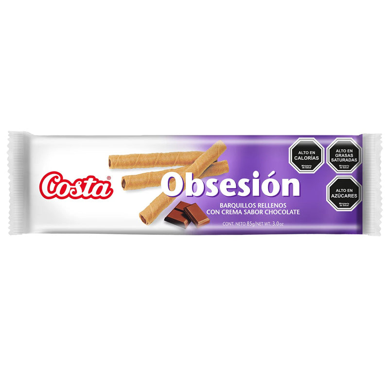 Obsesion - Barquillos Rellenos Con Crema Sabor Chocolate Y Menta 85grs.