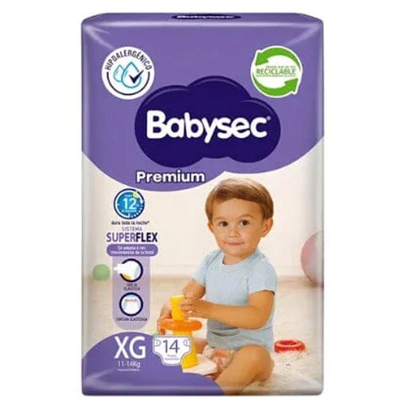 Pañales Babysec Premium - XG 14Un.