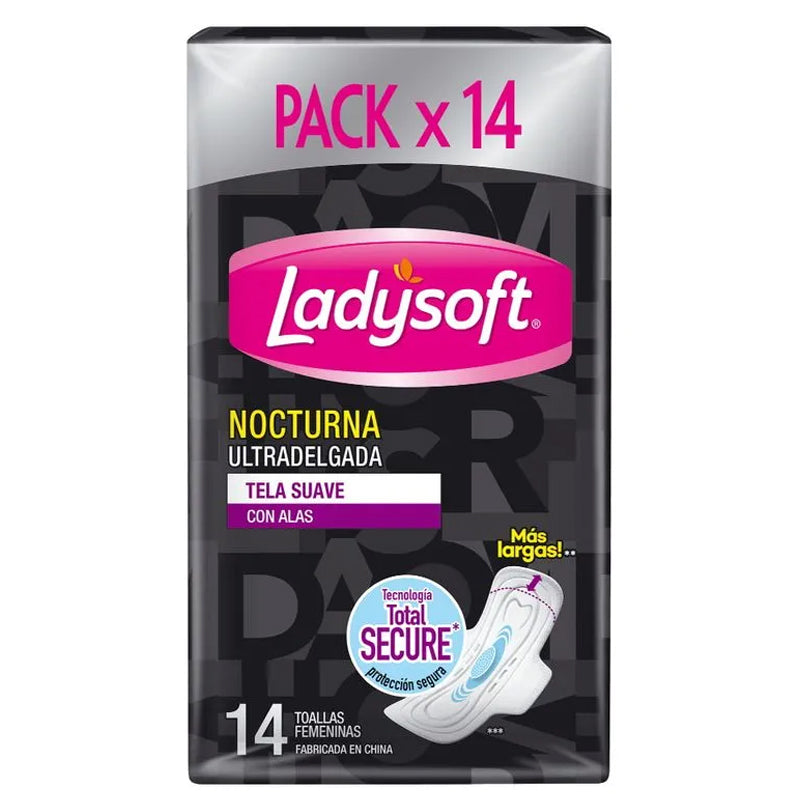 Ladysoft - Nocturna Ultradelgada Tela suave 14 Unidades