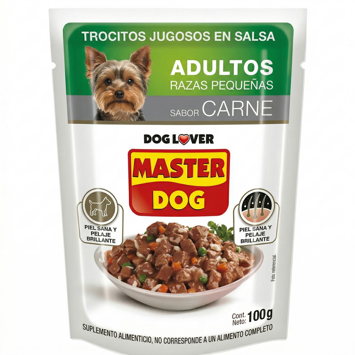 Master Dog - Perro Adulto Trocitos En Salsa Sabor Carne 100Grs.