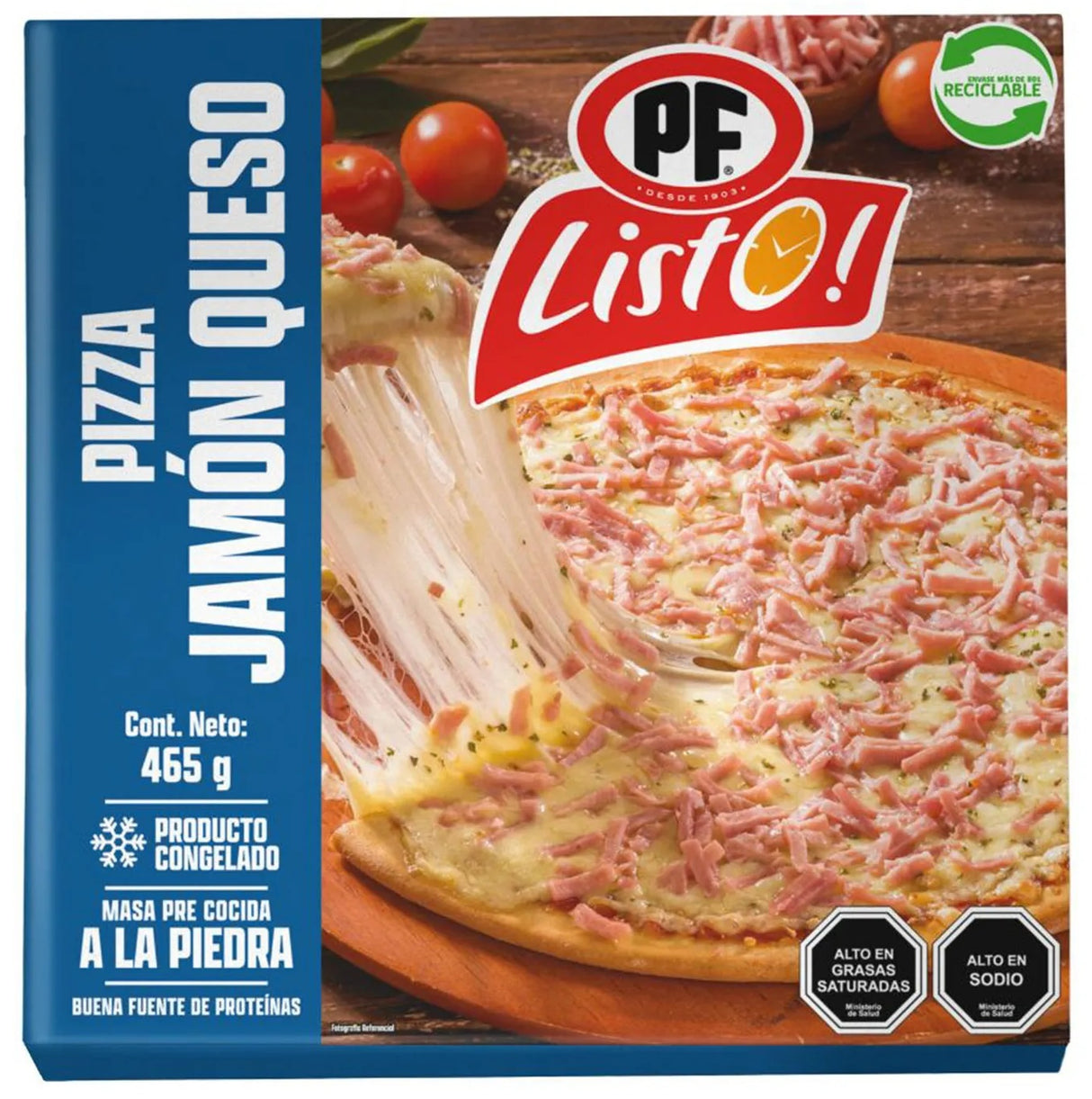 Pf - Listo Pizza Jamon Queso 465G