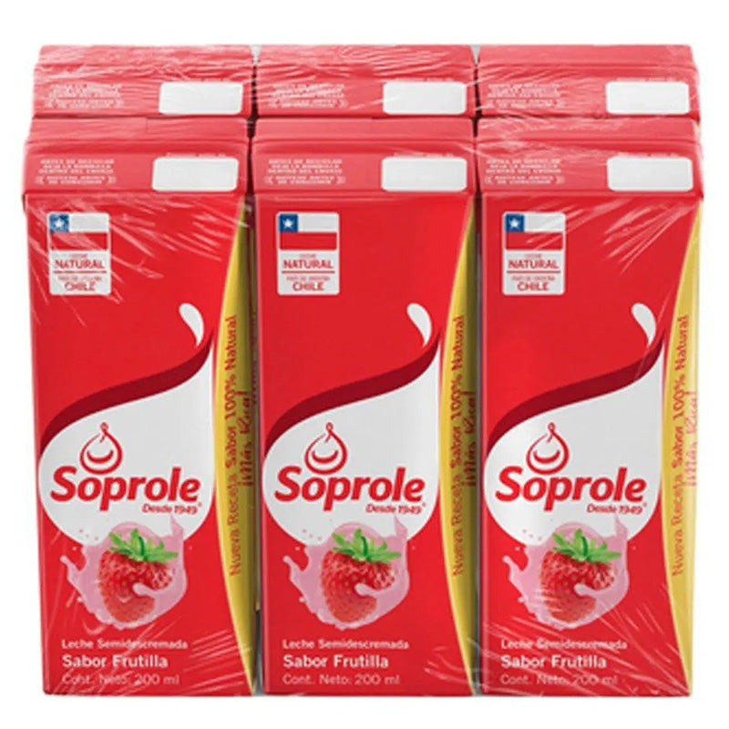 Soprole - Leche Sabor Frutilla 200Ml X 6
