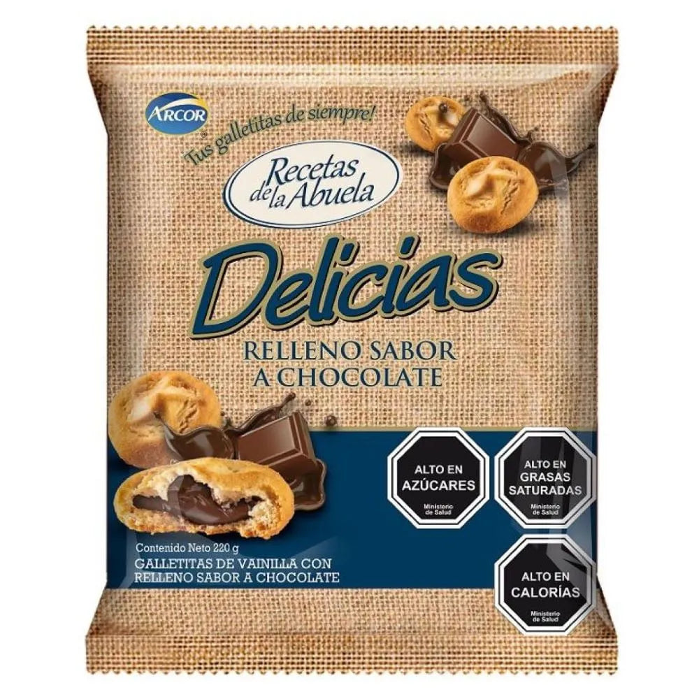 Delicias Relleno Chocolate 220 gr - 7802225686006