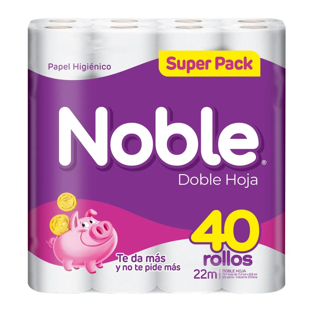 Papel Higiénico Noble Doble Hoja 22 m 40 un